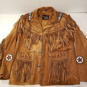 Real Leather Mens M Brown Suede Southwestern Style